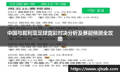 中国与叙利亚足球竞彩对决分析及赛前预测全攻略